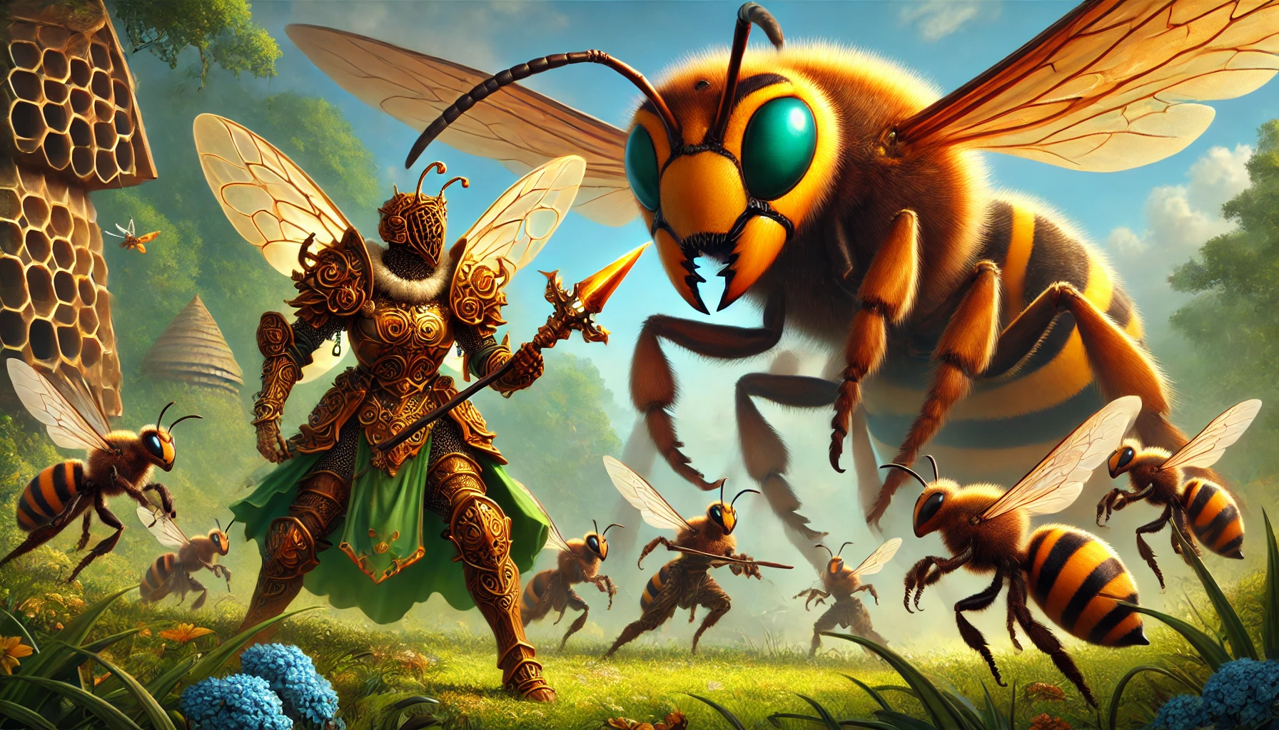 DALL·E 2024 12 30 01.13.01   A fantasy battle scene showing a warrior bee leading